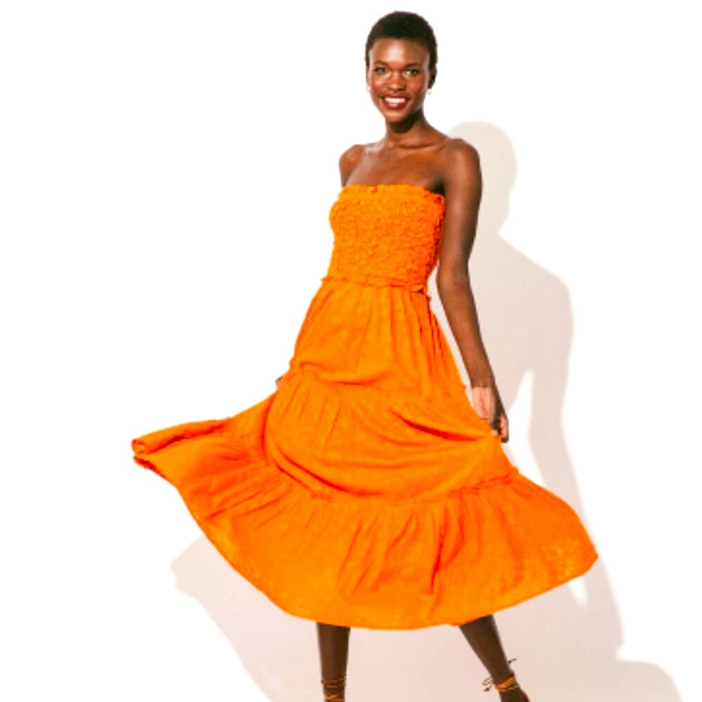 New Cleobella Orange Strapless Dress